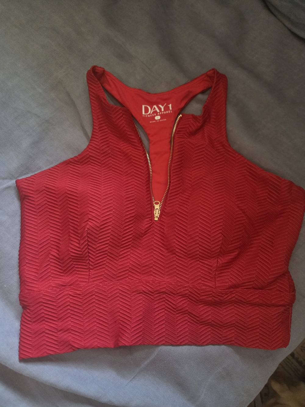 Active Red Zip-Front Racerback Sports Bra